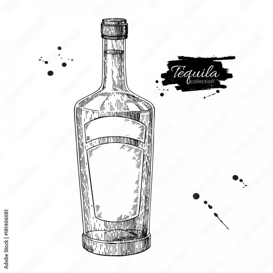 Tequila bottle drawing