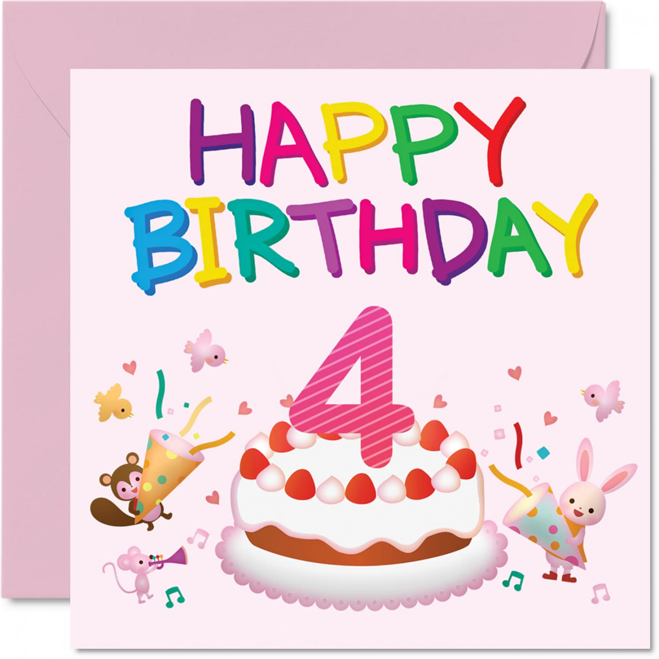 th Birthday Card for Girl - Critter Party Birthday Card - Happy Card for   Year Old Girl Girl Birthday Cards for Her 15mm x 15mm Greeting Card for