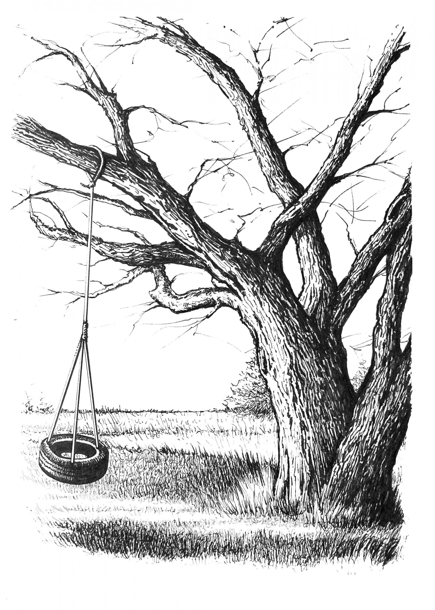 Tire Swing / x Art Print of Original Ink Drawing - Etsy