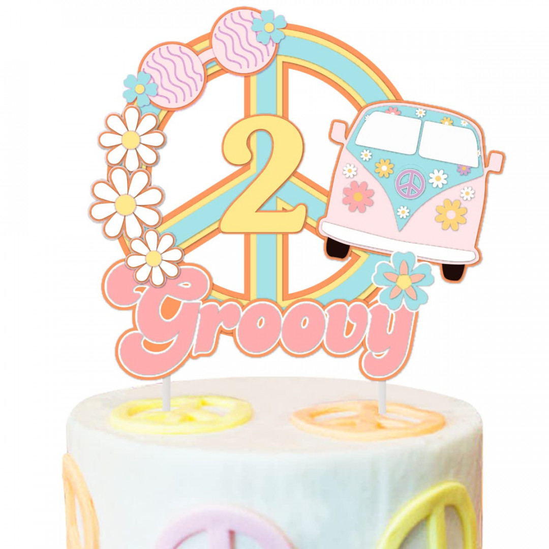 Two Groovy Birthday Cake Topper Two Groovy Party Decorations for