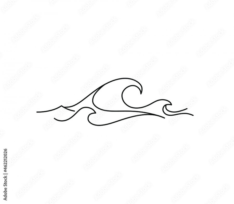 Vector isolated one line simple waves line drawing