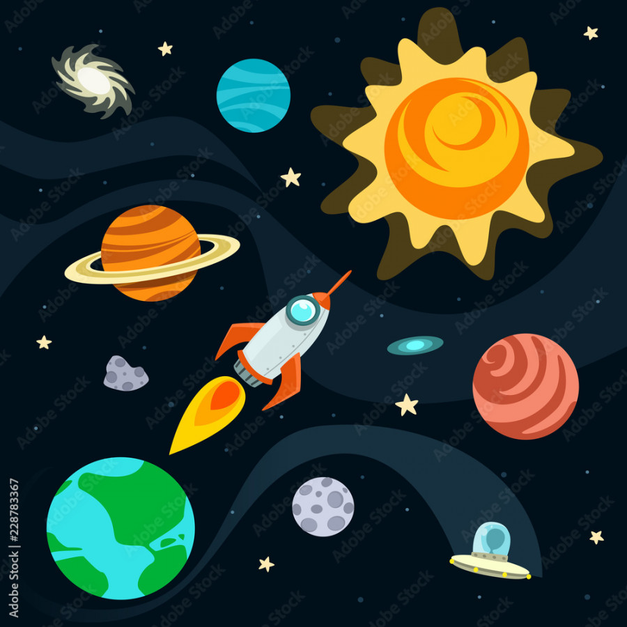 vector science astronomy cartoon outer space object item stuff fun