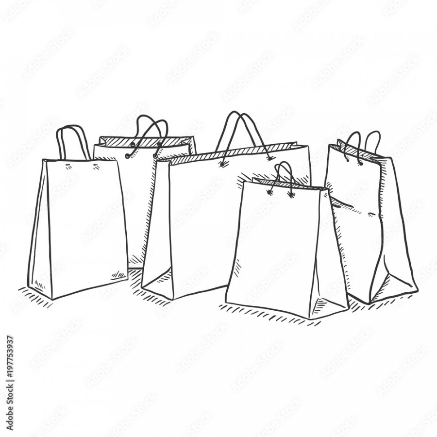 Vector Sketch Set of Shopping Bags Stock-Vektorgrafik  Adobe Stock