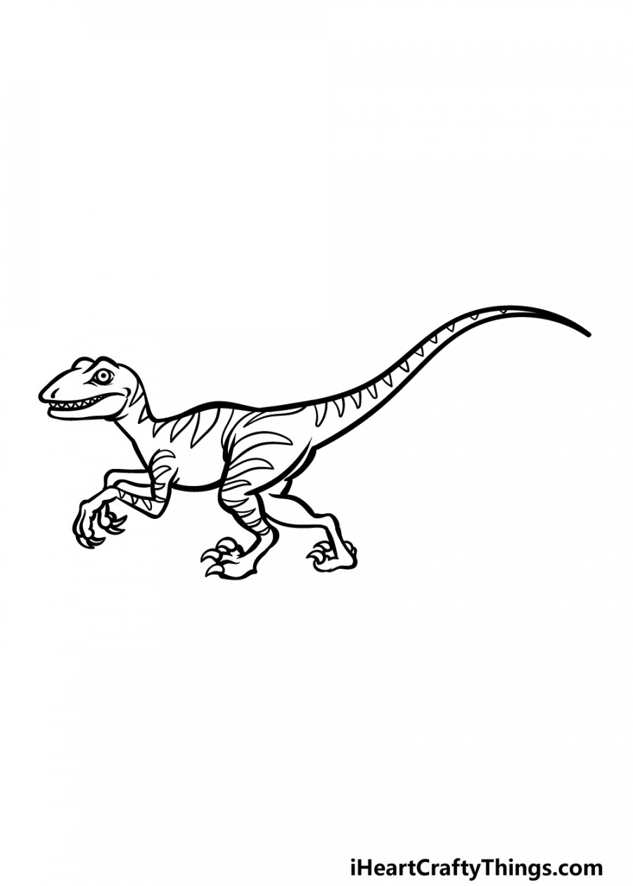 Velociraptor Drawing - How To Draw A Velociraptor Step By Step