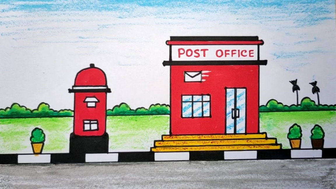 World post office day drawing easy  Post box drawing step by step  World  postal day drawing idea