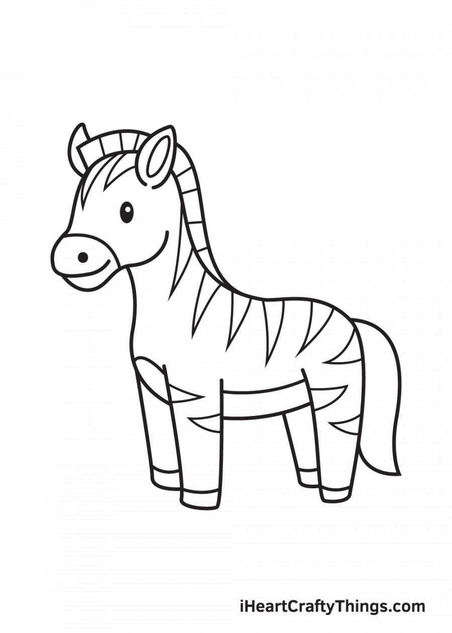 Zebra Drawing - How To Draw A Zebra Step By Step