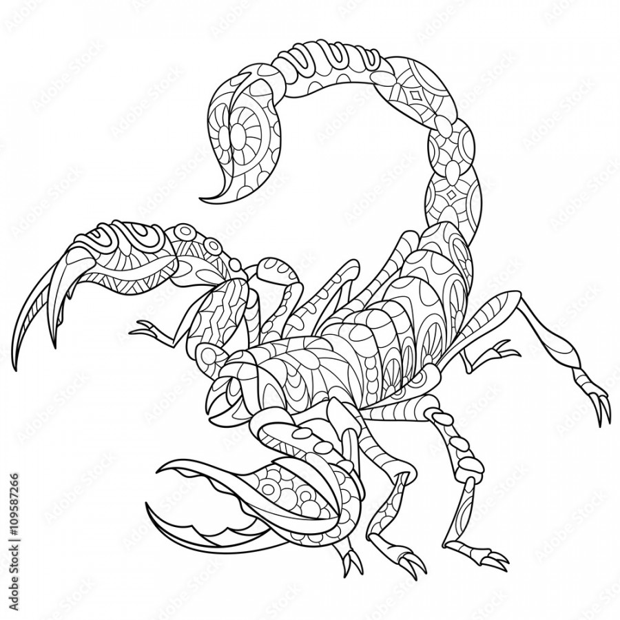 Zentangle stylized cartoon scorpio - zodiac sign in horoscope