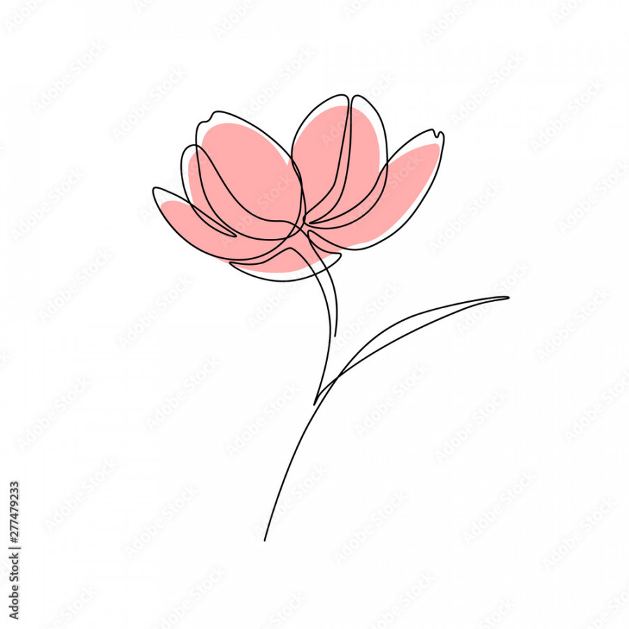 Abstract flower in one line art drawing style