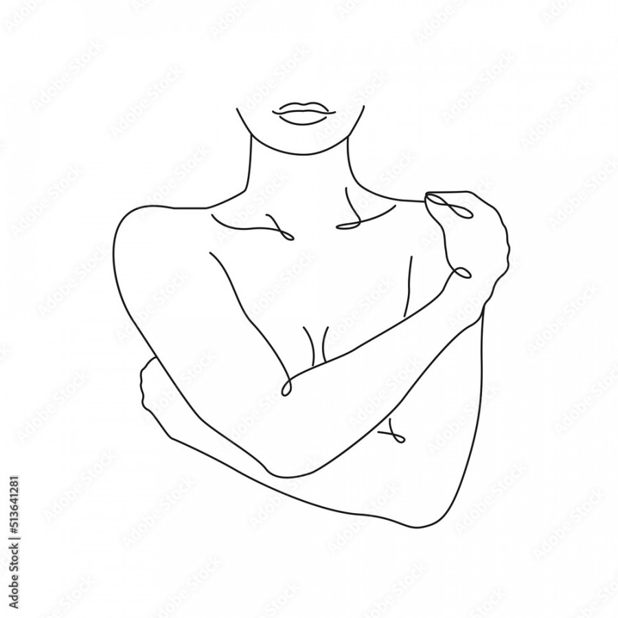 Abstract Woman Body Line Art Drawing