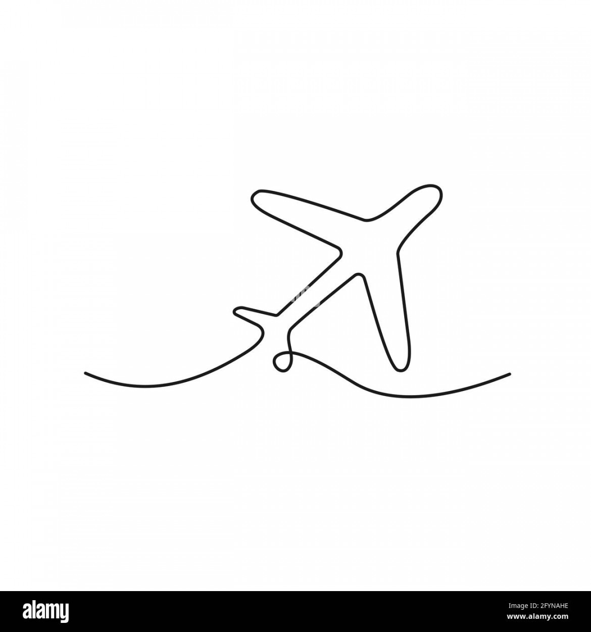 Airplane one line drawing. Minimalism art