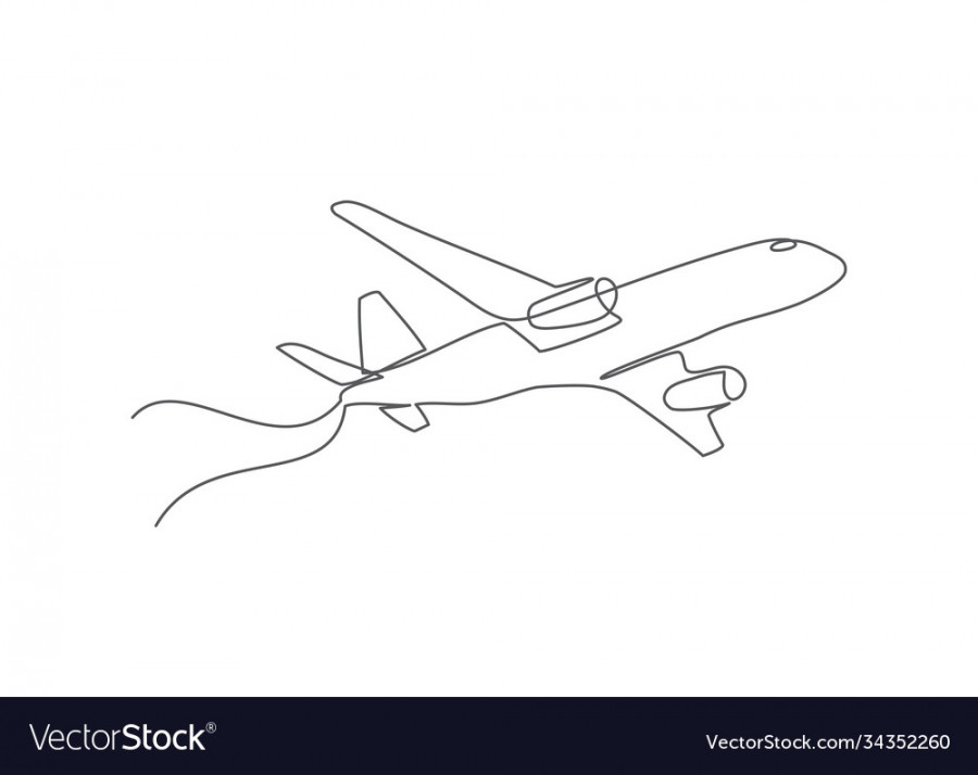 Airplane one line drawing Royalty Free Vector Image