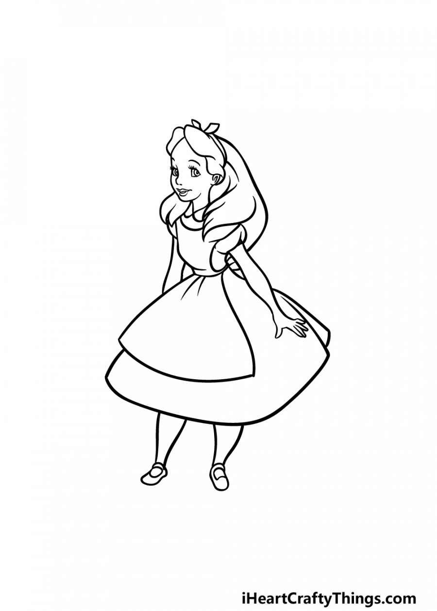 Alice In Wonderland Drawing - How To Draw Alice In Wonderland Step