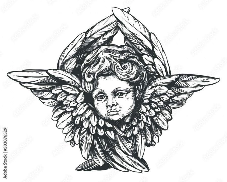 angel or cupid little baby hand drawn vector illustration