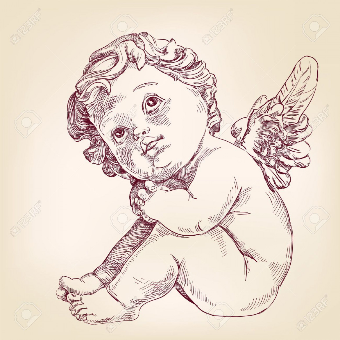 angel or cupid little baby l hand drawn vector llustration