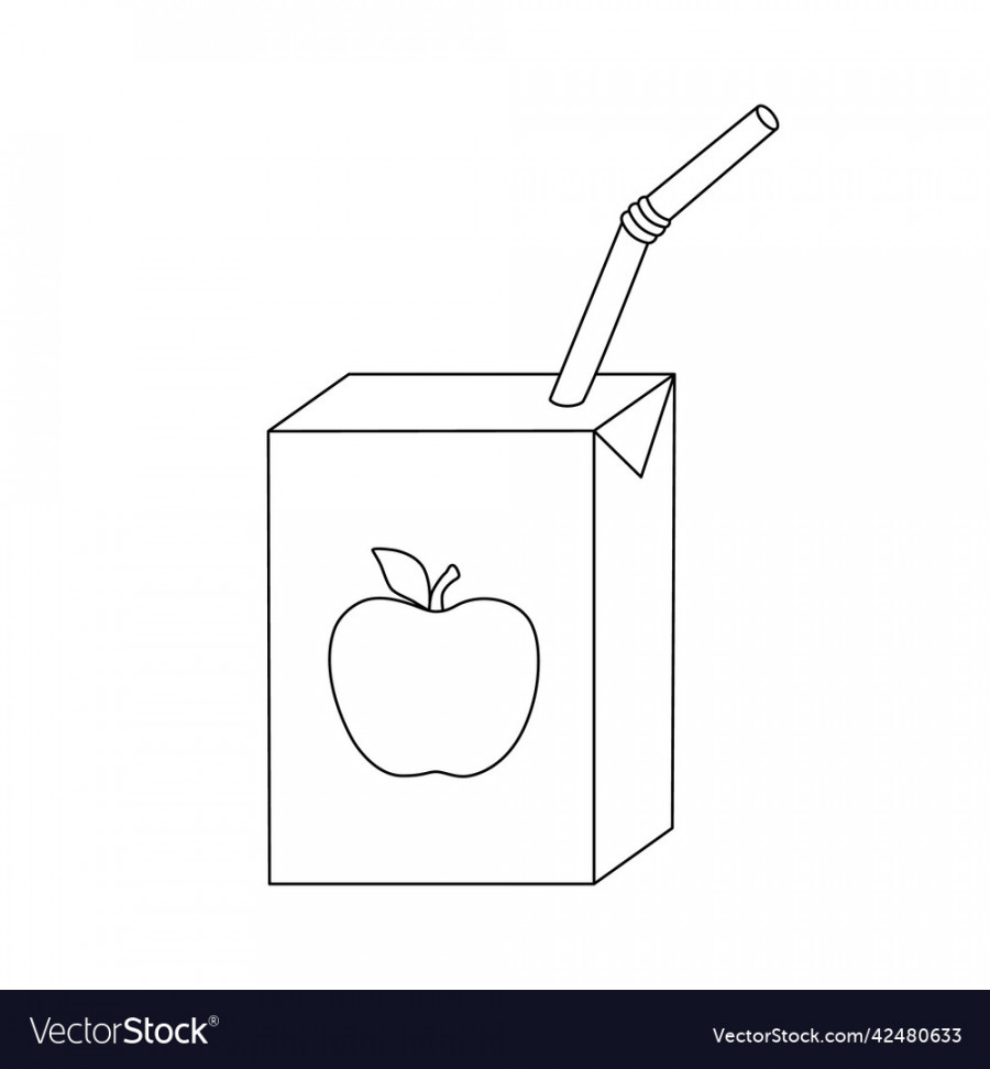 Apple juice box line icon simple outline Vector Image