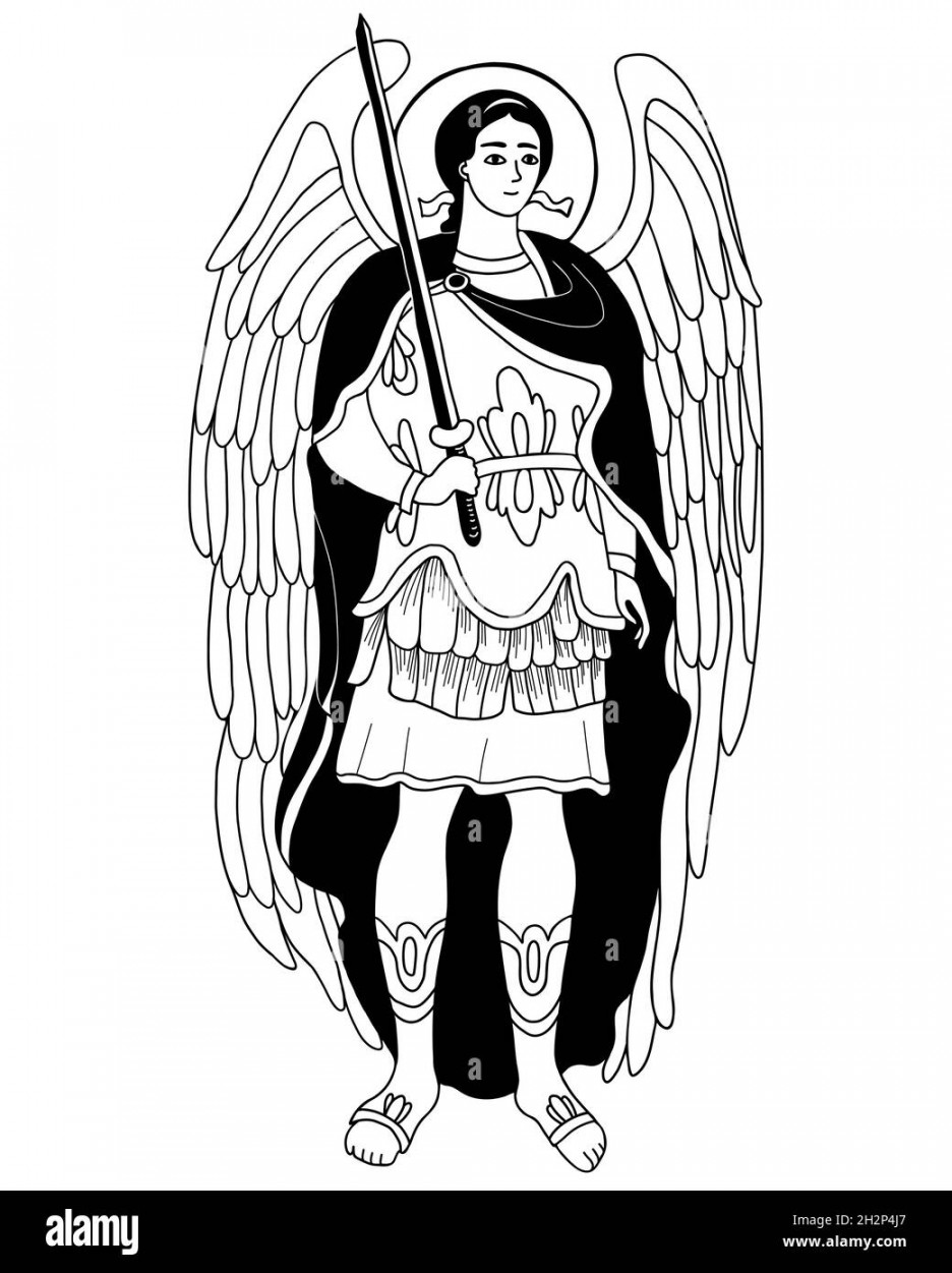 Archangel Michael in armor with sword