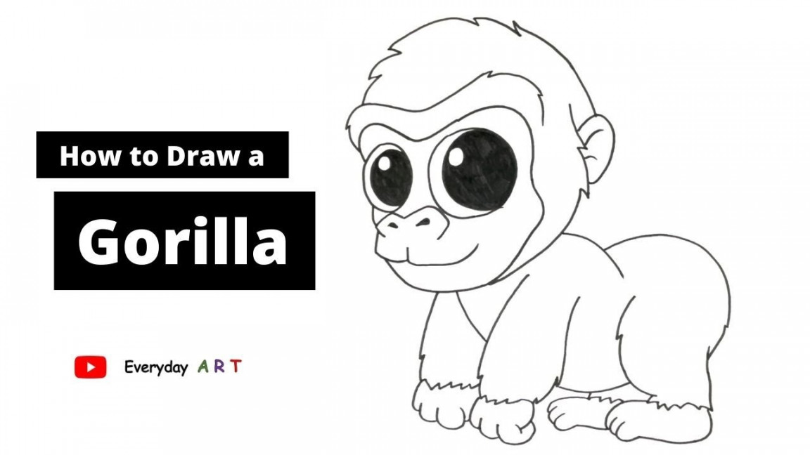 Art  - How to Draw a Baby Gorilla - Easy Cartoon Drawing