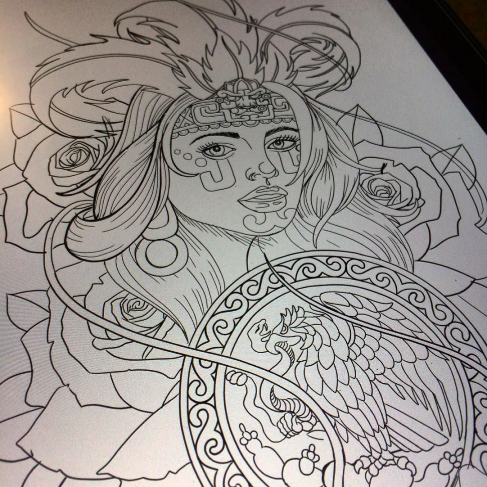 Aztec woman #aztec #aztecgirl #aztectattoo #mexican #tattoosketch