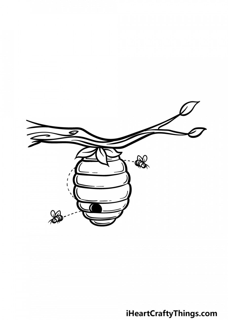 Beehive Drawing - How To Draw A Beehive Step By Step