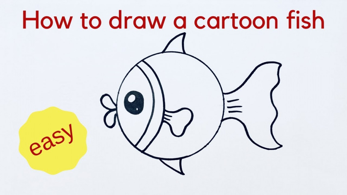 Beginners how to draw a cartoon fish - very easy