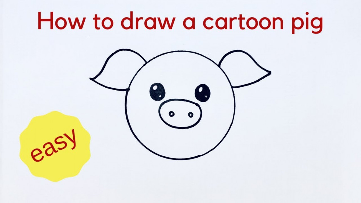 Beginners how to draw a cartoon pig - very easy