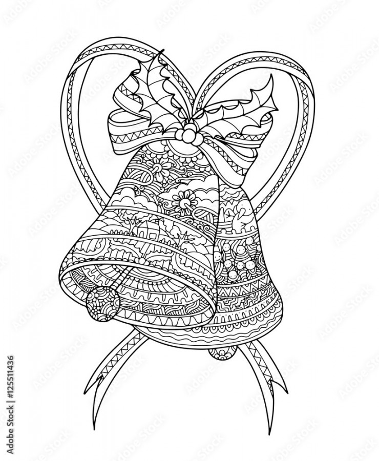 Bell zentangle by hand drawing