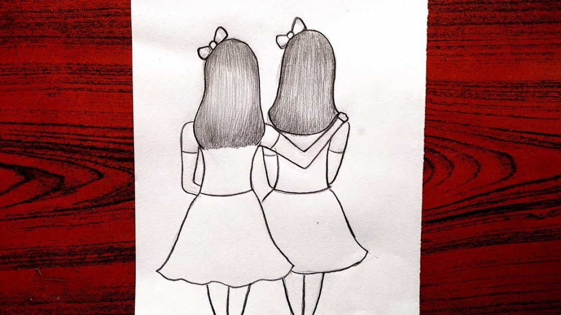 Best friends drawing easy  Girls drawing easy