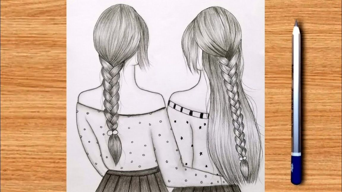 Best friends❤Pencil Sketch TutorialHow to draw two friends Hugging each  otherEasy Bff drawing