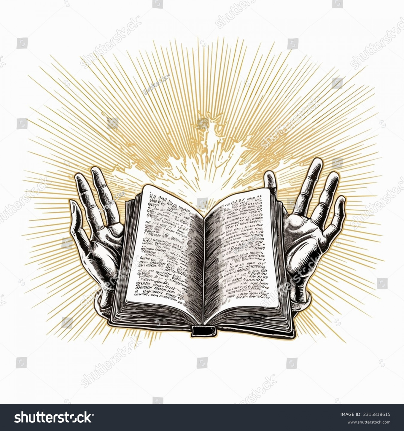 Bible Rays Light Open Hands Radiant: Stock-Vektorgrafik