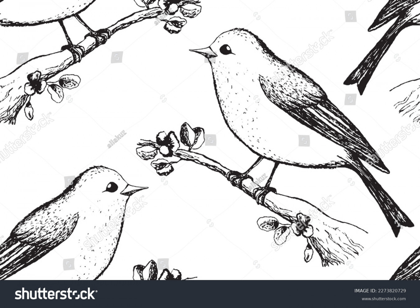 , Bird On Branch Sketch Royalty-Free Images, Stock Photos