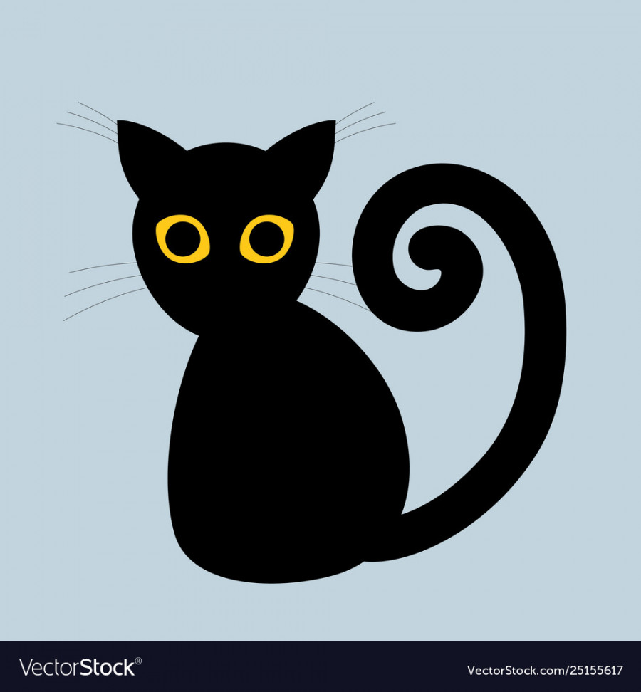 Black cat simple drawing Royalty Free Vector Image