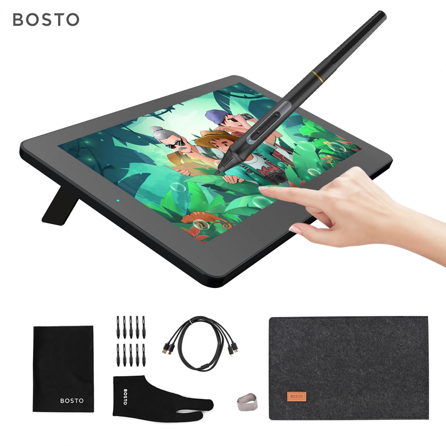 BOSTO , Zoll Grafiken Zeichnung Tablet BT-HD/BT-HDT Digitale Tablet  HD HÜFTEN LCD PPS 1378 Display  druck Ebene