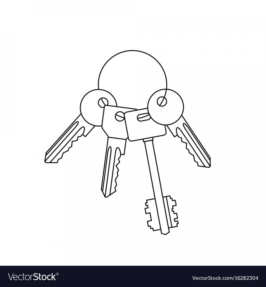 Bunch of keys line drawing Royalty Free Vector Image