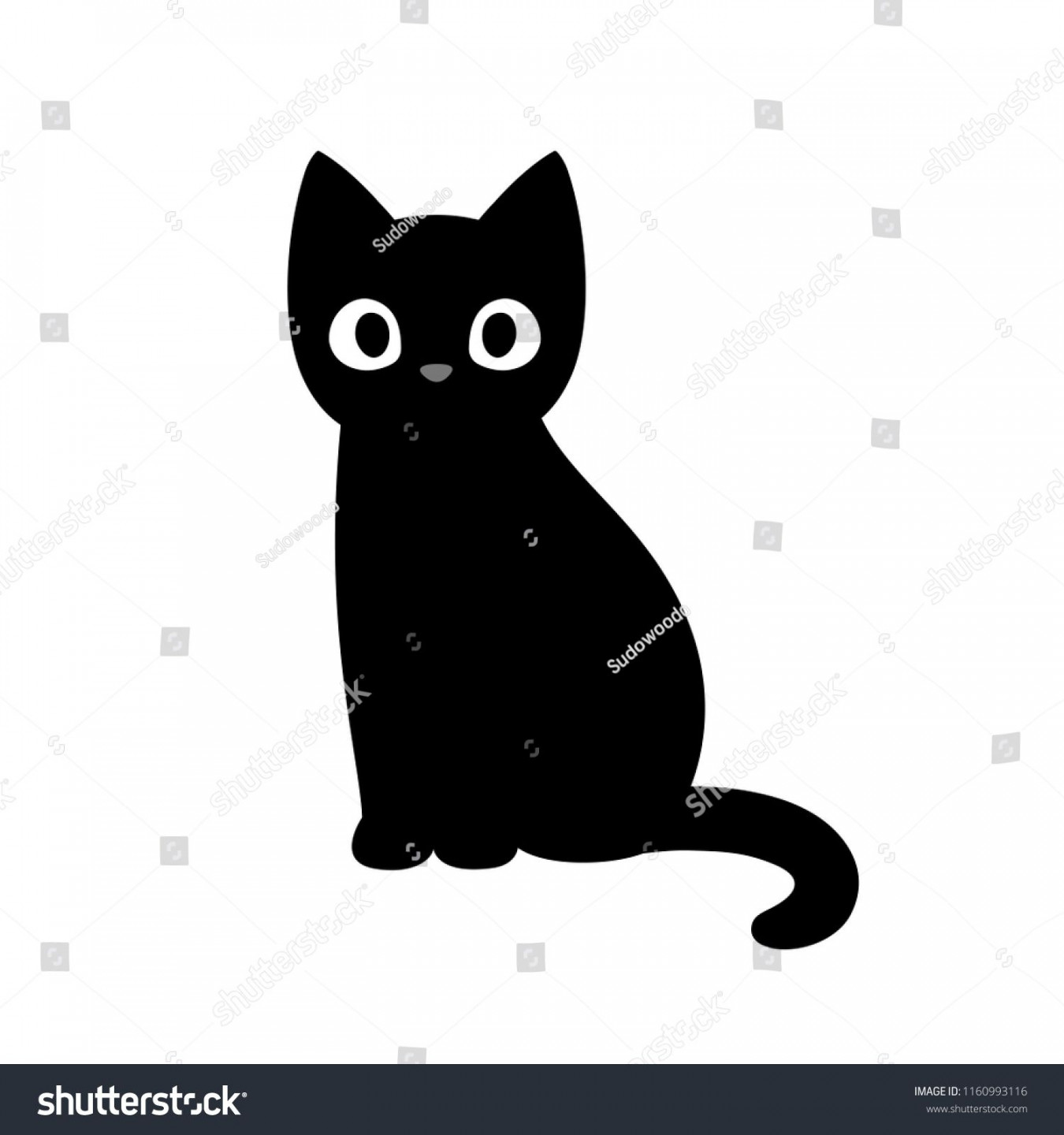 Cartoon black cat drawing