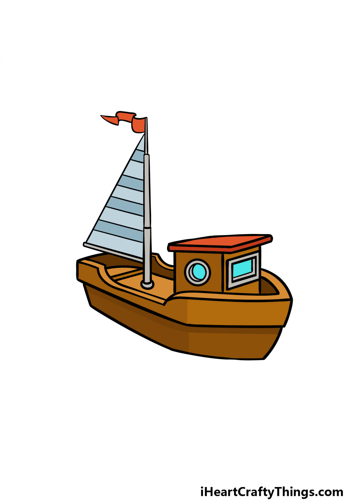 Cartoon Boat Drawing - How To Draw A Cartoon Boat Step By Step