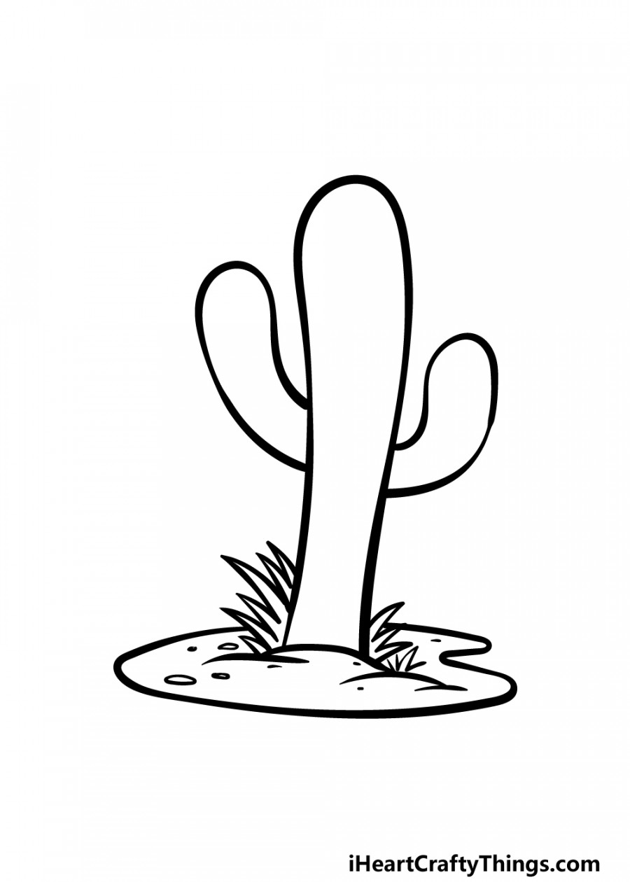 Cartoon Cactus Drawing - How To Draw A Cartoon Cactus Step By Step!