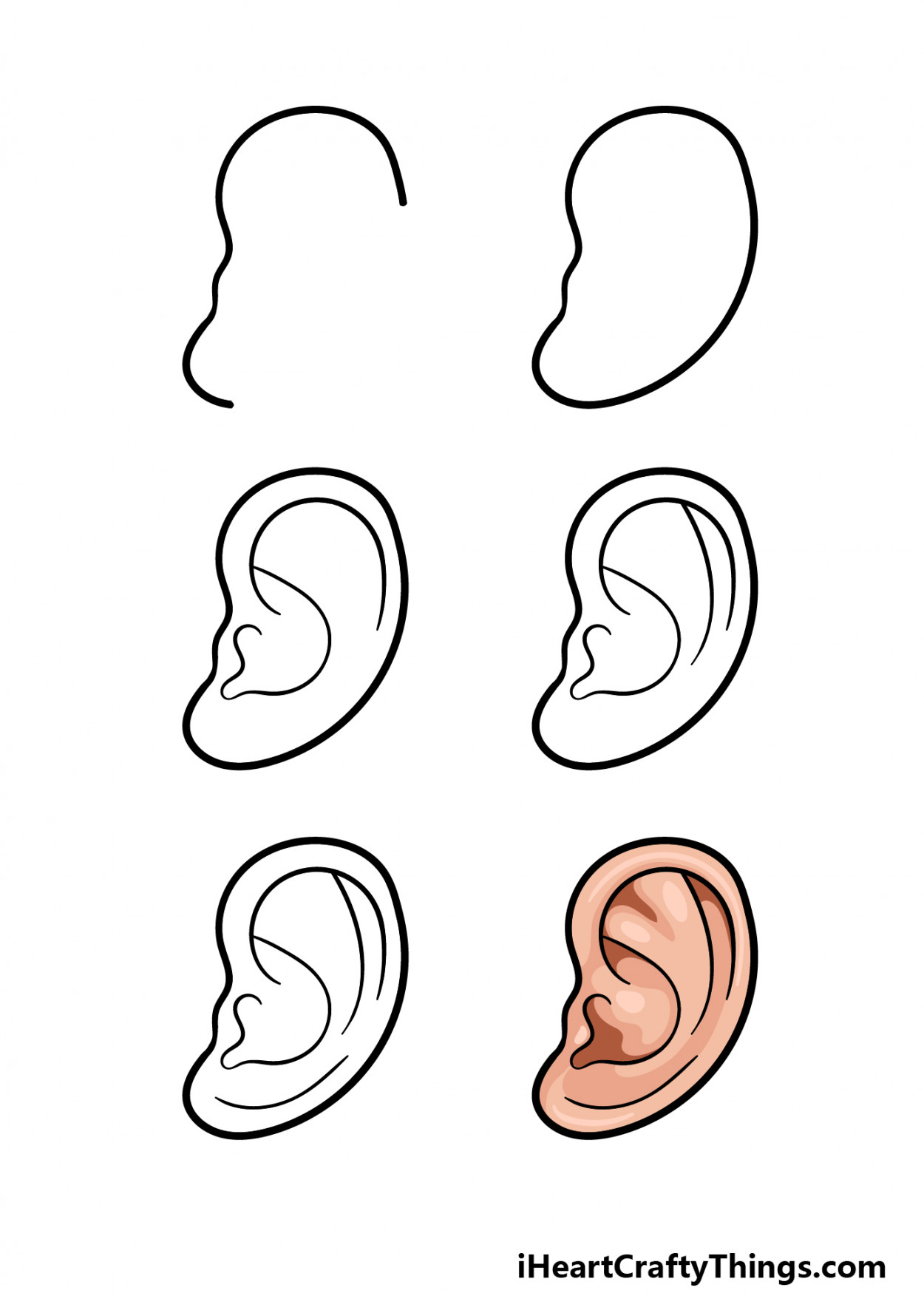 Cartoon Ear Drawing - How To Draw A Cartoon Ear Step By Step