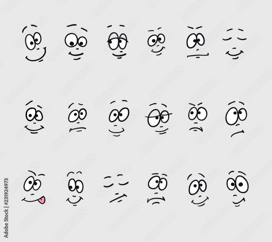 Cartoon faces emotions