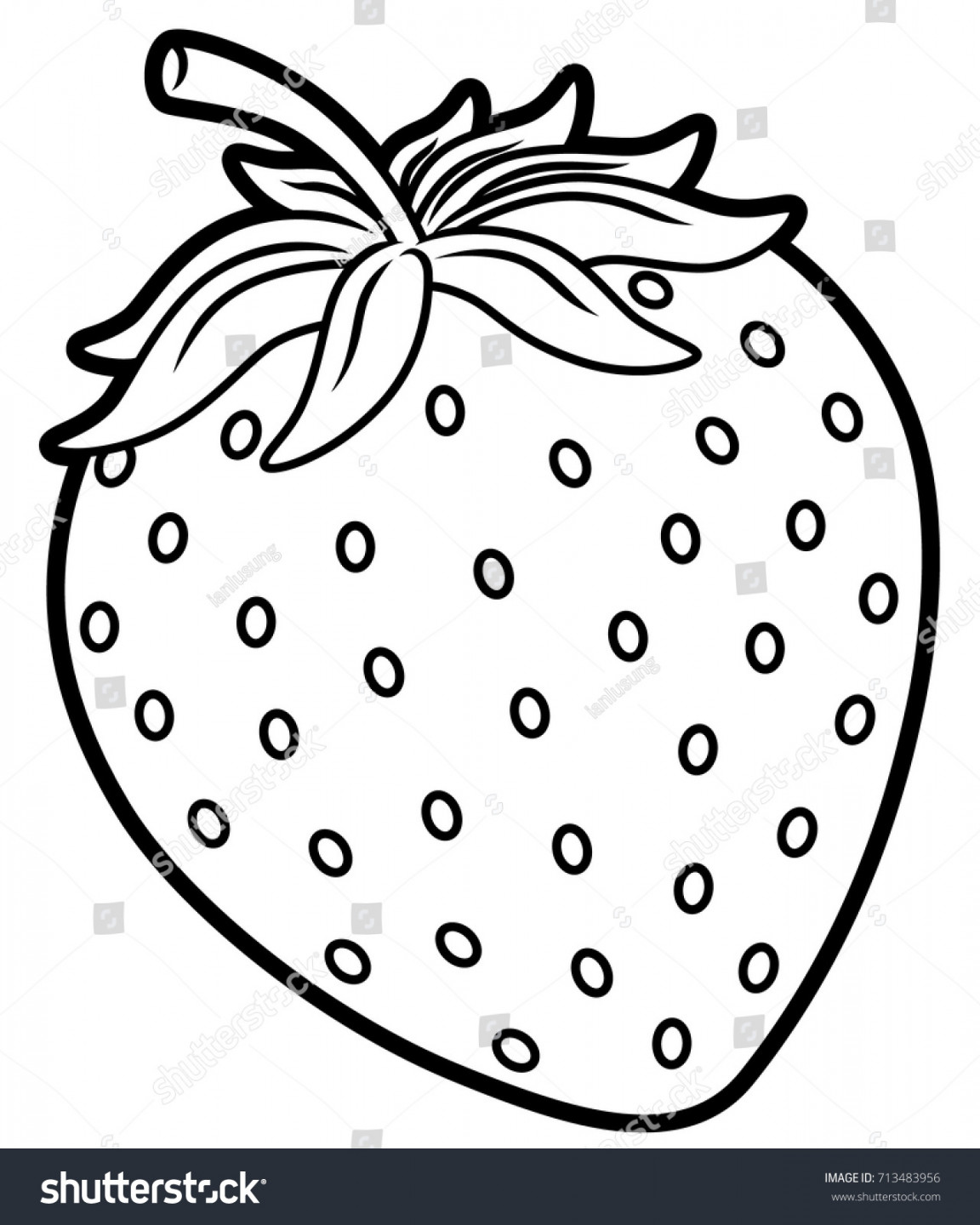 Cartoon Strawberry Line Art: Stock-Vektorgrafik (Lizenzfrei