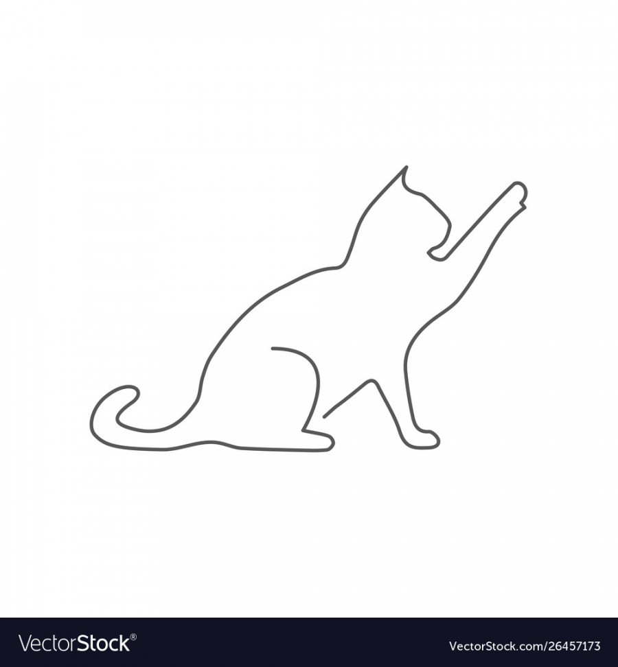 Cat one line drawing on white Royalty Free Vector Image