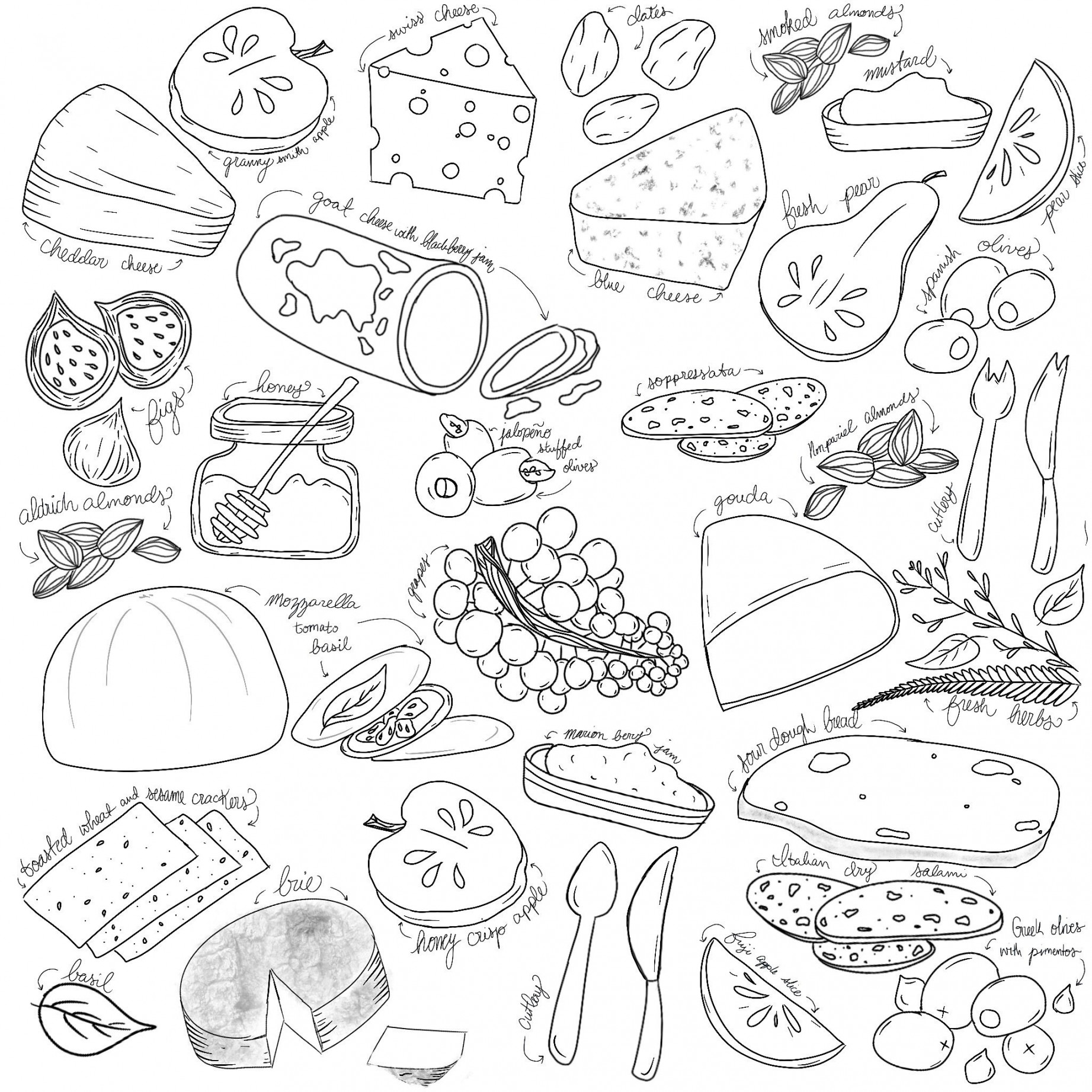 charcuterie board  Illustration art, Logo food, Art boards