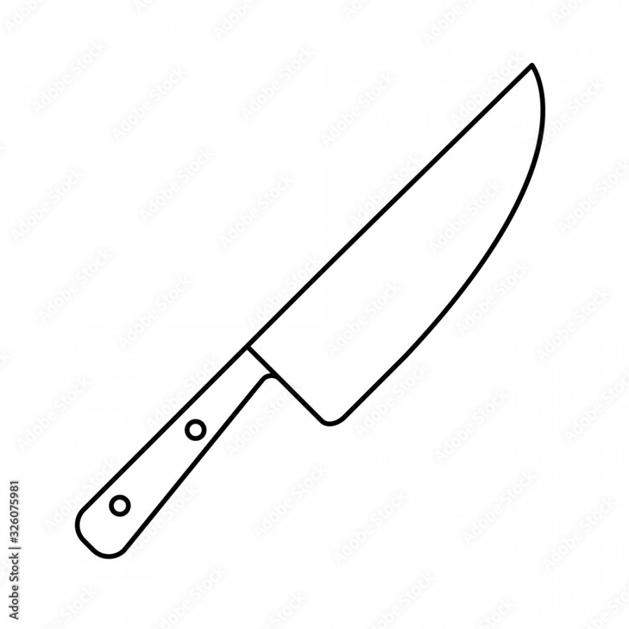 Chef knife icon. Thin line art logo