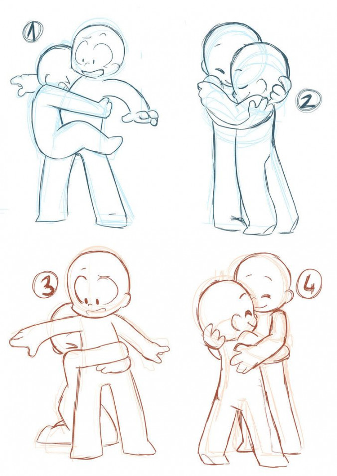 Chibi Sweethearts Poses  Drawing base, Hugging drawing, Art reference