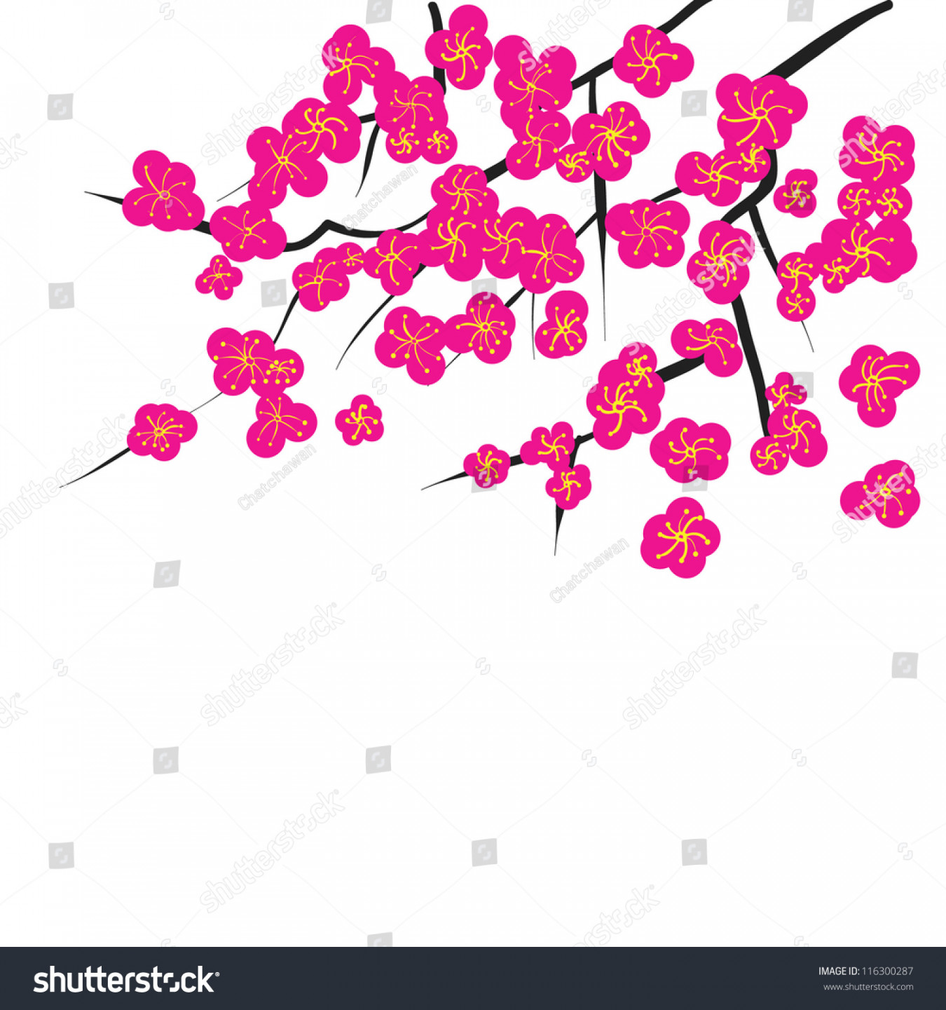 Chinese Style Flower Drawing Vector: Stock-Vektorgrafik