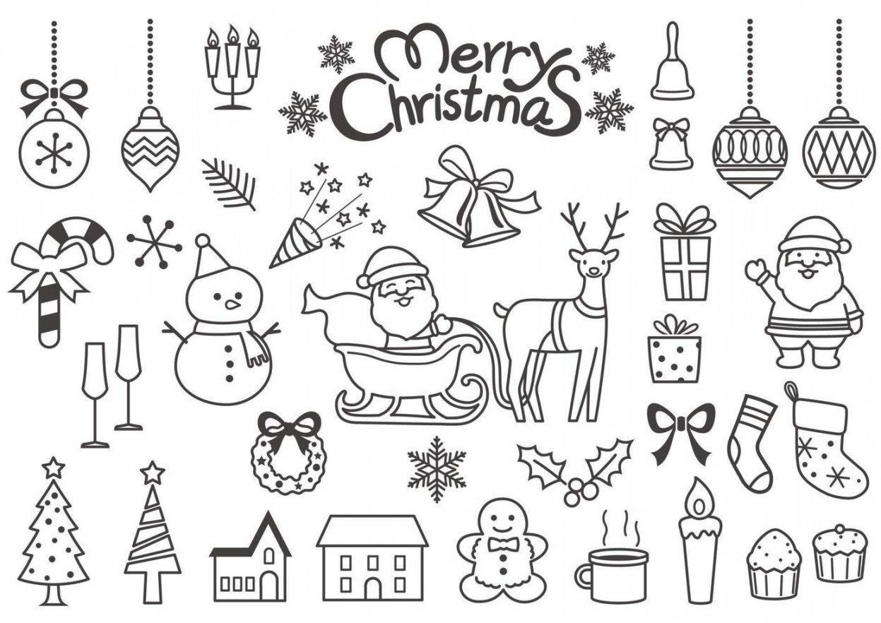 Christmas Line Drawing Vector Art, Icons, and Graphics for Free