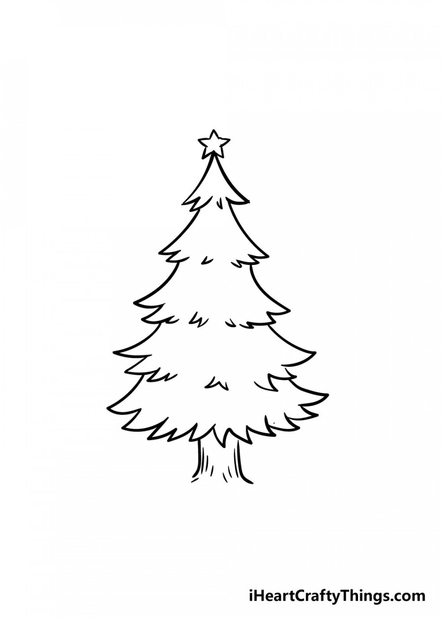 Christmas Tree Drawing - How To Draw A Christmas Tree Step By Step!