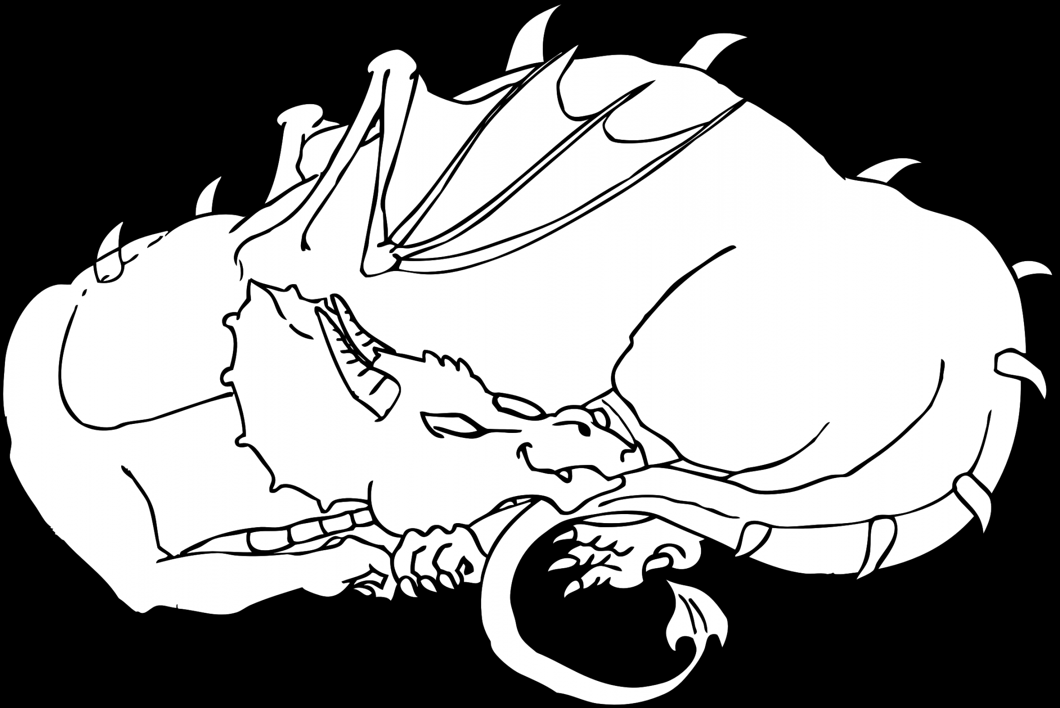 Clipart - Sleeping Dragon Line Art  Dragon line, Dragon drawing