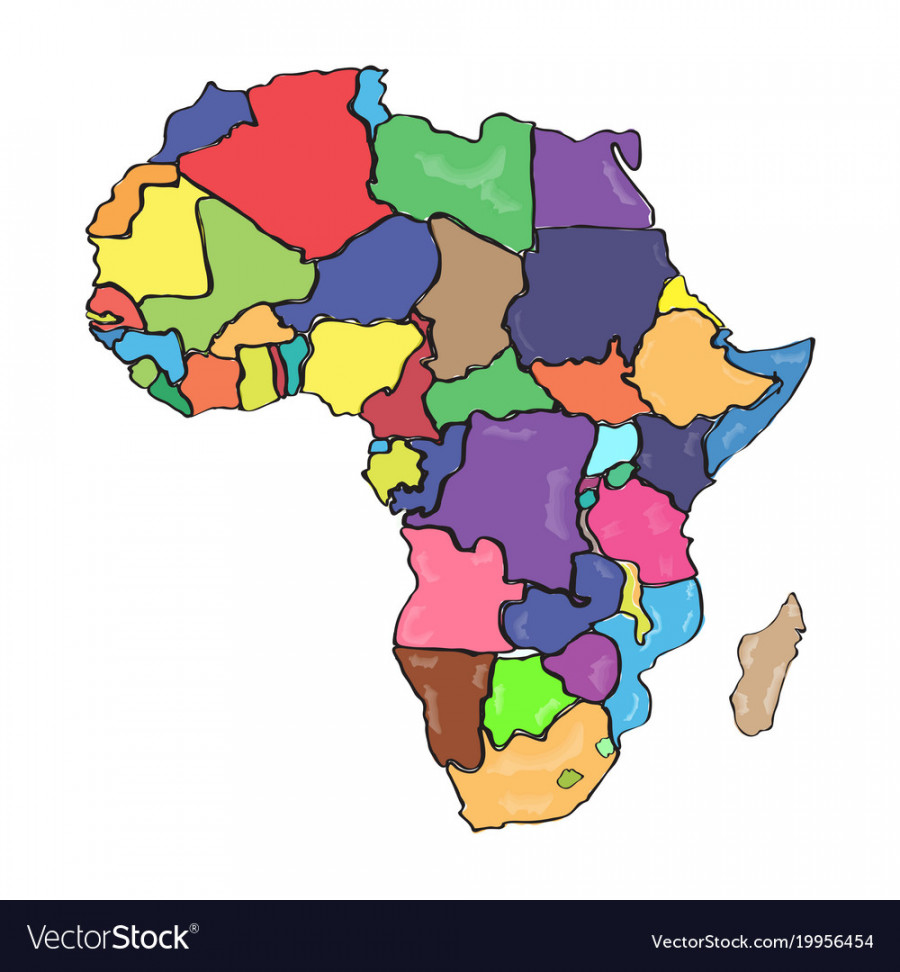 Comic drawing of a political map africa Royalty Free Vector