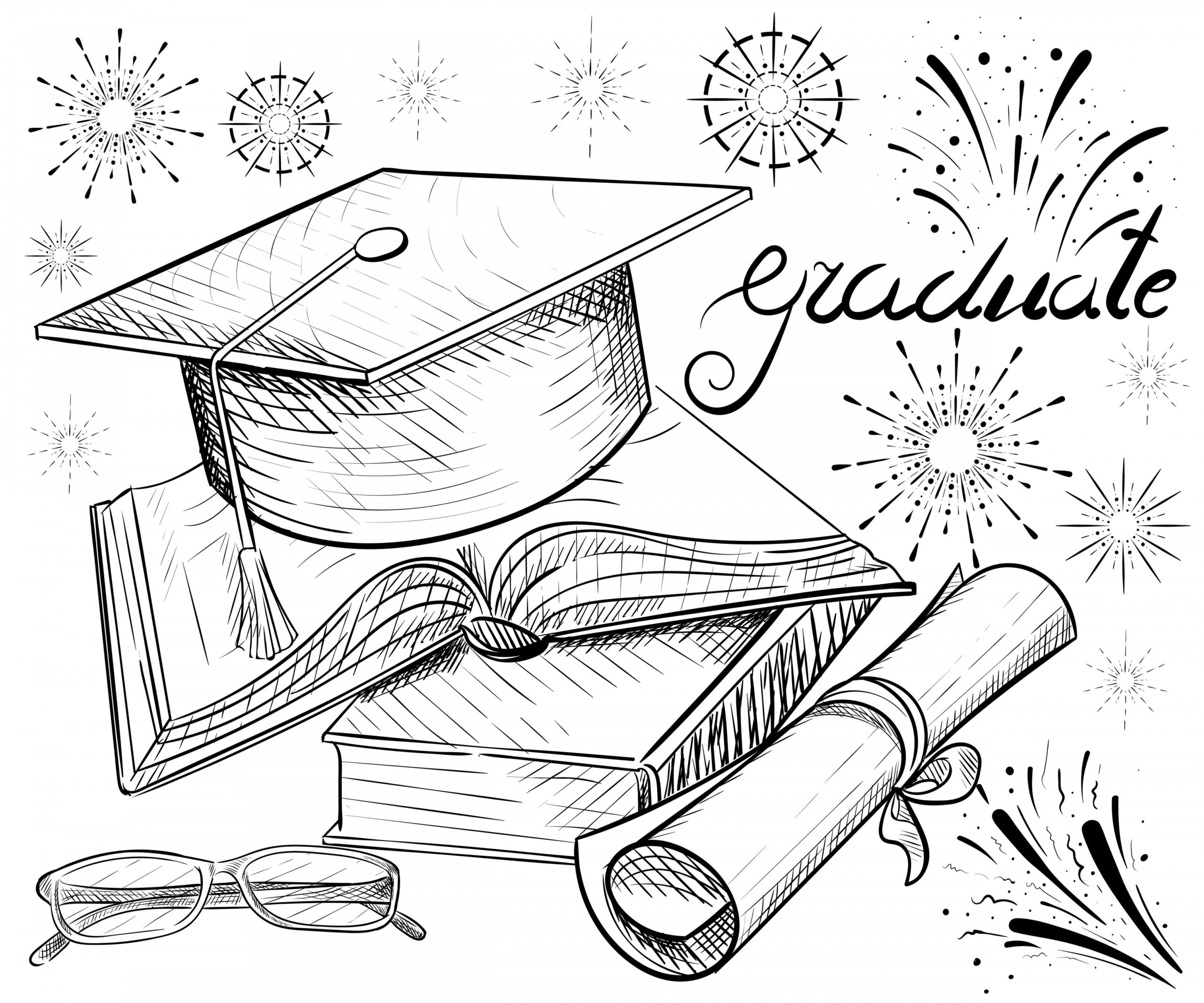 Congratulations on graduation  Detailed coloring pages