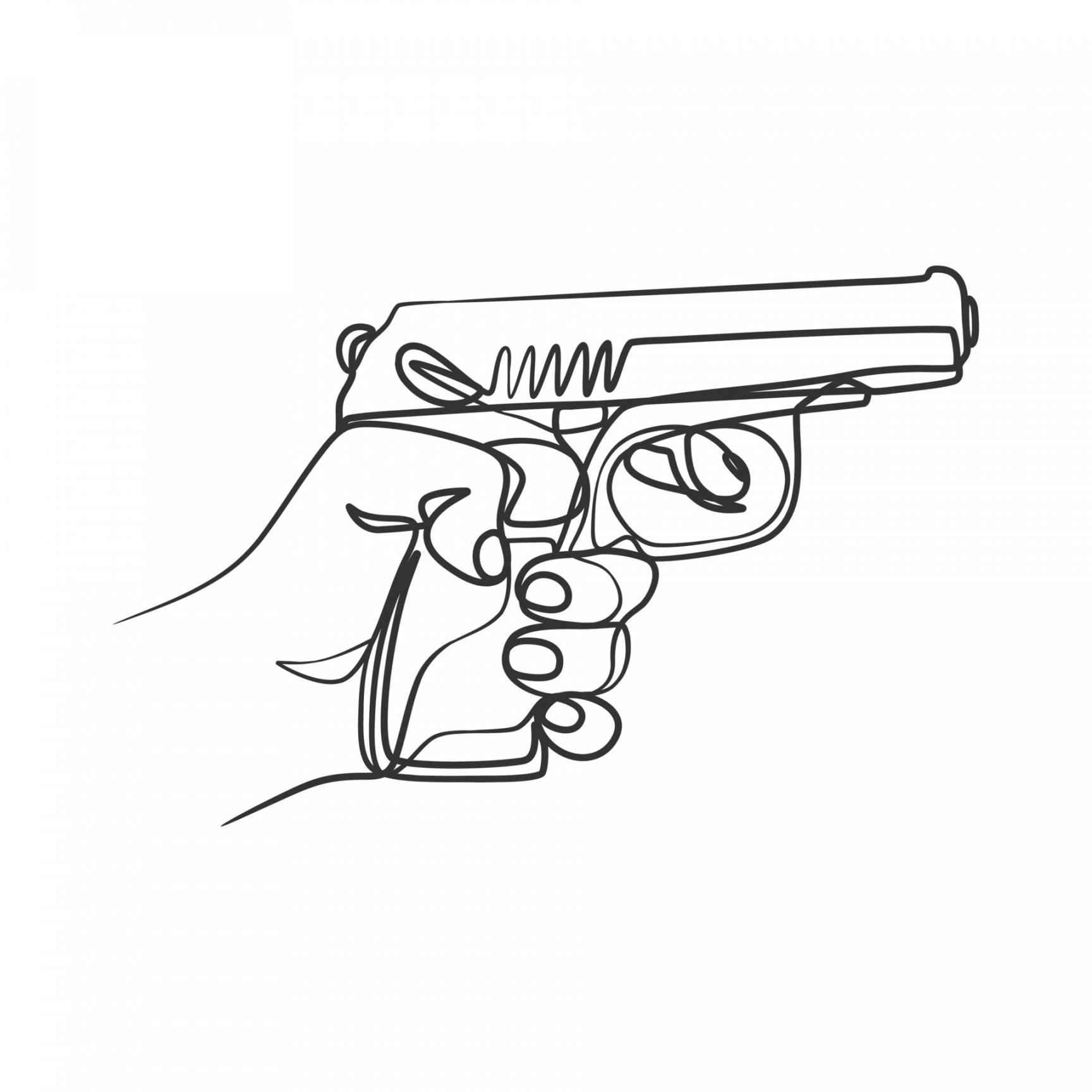 Continuous line art drawing of hand holding gun  Vector Art